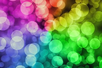 Decorative image of rainbow colored glowing balls