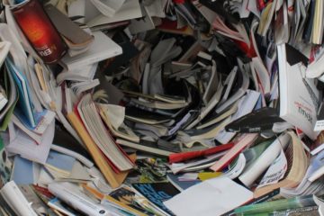 Decorative Image of Books and Papers in a vortex